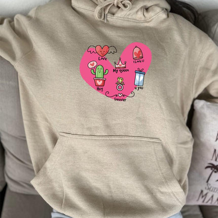 Adult Hoodie Sweatshirt Cozy Pullover Fleece Winter Outfit Gift for Her Love Design 2