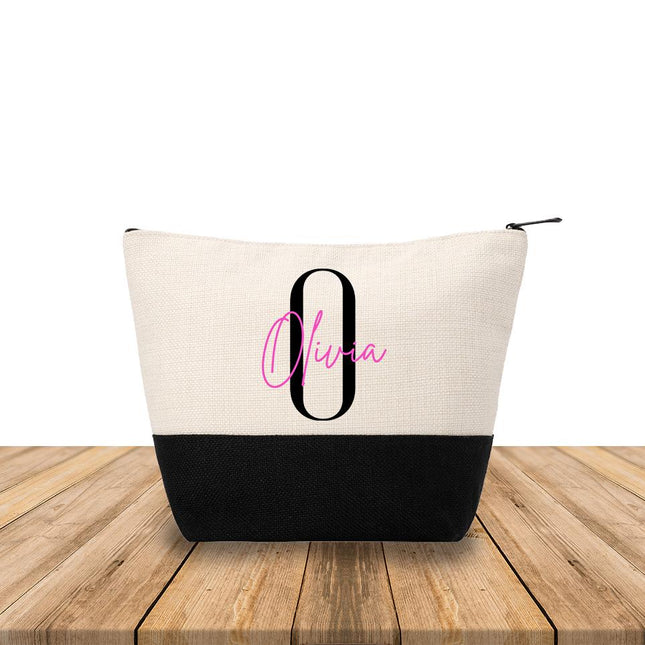 Personalized Makeup Bag Custom Travel Organizer Cosmetic Pouch for Women Toiletry Bag Accessories Storage Gift Initial And Pink Name