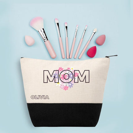 Personalized Makeup Bag Custom Travel Organizer Cosmetic Pouch for Women Toiletry Bag Accessories Storage Gift Mom Design