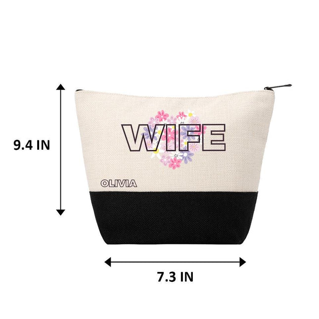 Personalized Makeup Bag Custom Travel Organizer Cosmetic Pouch for Women Toiletry Bag Accessories Storage Gift Wife Design