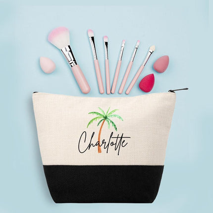 Personalized Makeup Bag Custom Travel Organizer Cosmetic Pouch for Women Toiletry Bag Accessories Storage Gift Beach Design