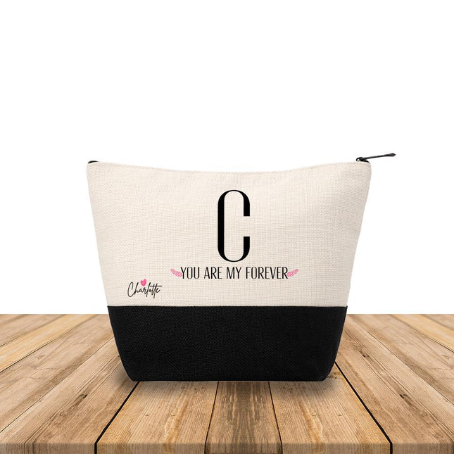 Personalized Makeup Bag Custom Travel Organizer Cosmetic Pouch for Women Toiletry Bag Accessories Storage Gift You Are My Forever Design