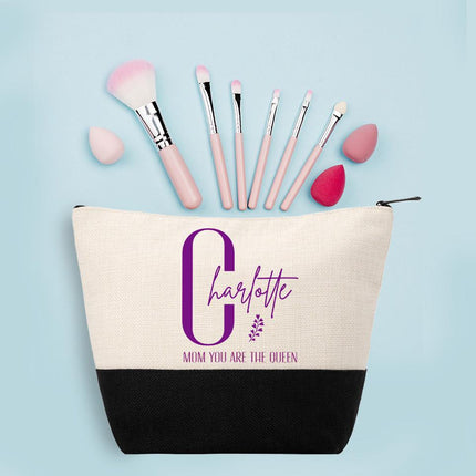 Personalized Makeup Bag Custom Travel Organizer Cosmetic Pouch for Women Toiletry Bag Accessories Storage Gift Mom You Are The Queen Design
