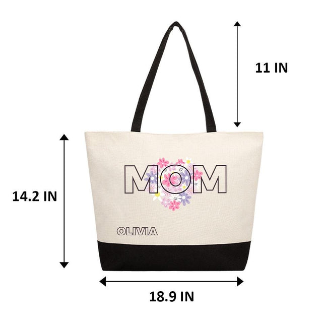 Personalized Large Canvas Tote Custom Beach Shopping Travel Bag Reusable Gift for Women Accessories Organizer Mom Design