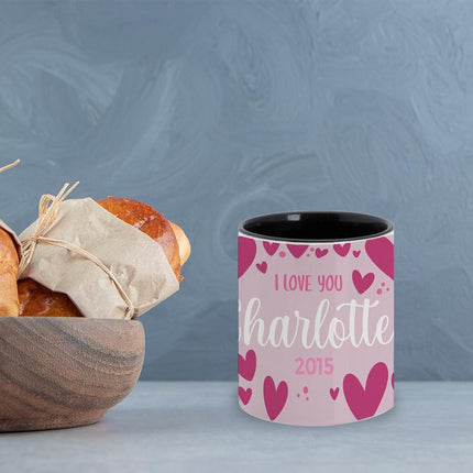 Personalized Large Coffee Mug 15oz Custom Matte Finish Gift for Men Women Work Office Home Pink Hearts