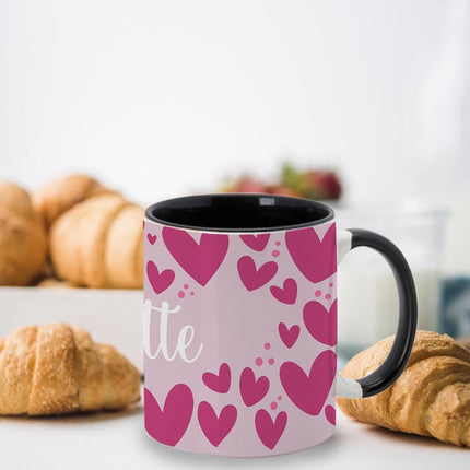 Personalized Large Coffee Mug 15oz Custom Matte Finish Gift for Men Women Work Office Home Pink Hearts