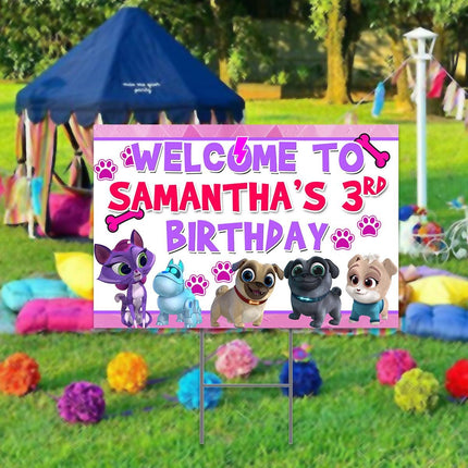 Puppy Dog Pals Yard Sign for Birthday Party Decor Weatherproof Stake Included #Pink
