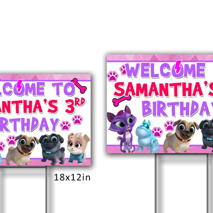 Puppy Dog Pals Yard Sign for Birthday Party Decor Weatherproof Stake Included #Pink