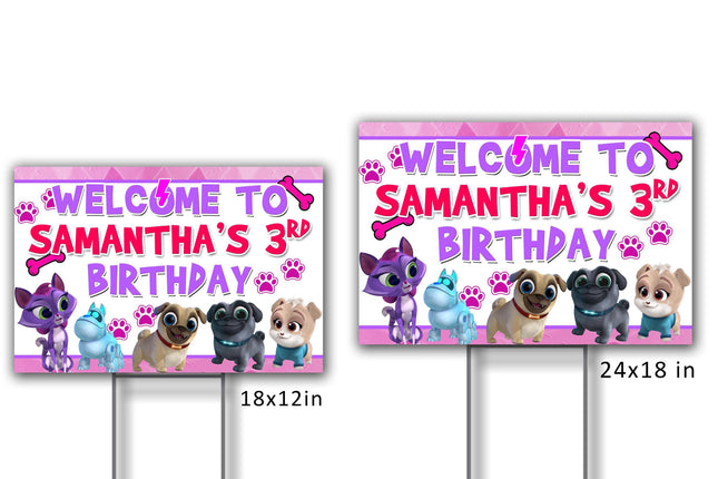Puppy Dog Pals Yard Sign for Birthday Party Decor Weatherproof Stake Included #Pink