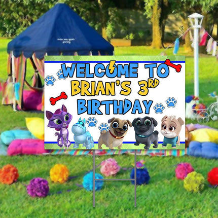 Puppy Dog Pals Yard Sign for Birthday Party Decor Weatherproof Stake Included #Blue