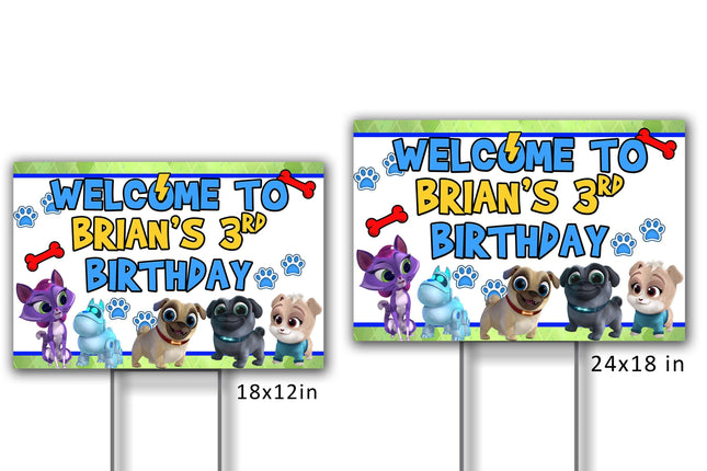 Puppy Dog Pals Yard Sign for Birthday Party Decor Weatherproof Stake Included #Blue