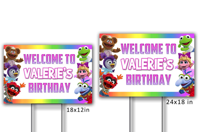 Muppet Babies Yard Sign for Birthday Party Decor Weatherproof Stake Included #Pink