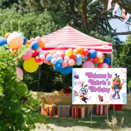 Alice Bakery Yard Sign for Birthday Party Decor Weatherproof Stake Included