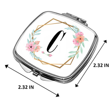 Personalized Bundle For Her Beach Tote Makeup Bag Mirror Travel Pouch Custom Gift Organizer Accessories Frame And Name With Flowers