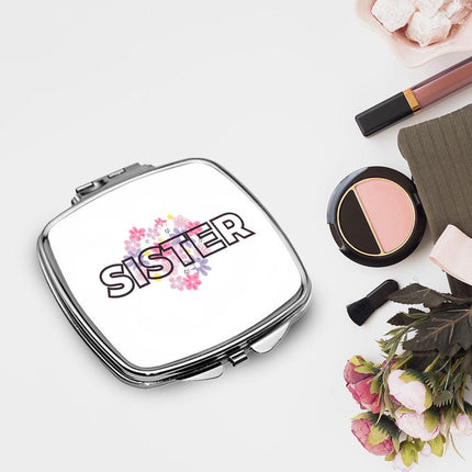 Personalized Bundle For Her Beach Tote Makeup Bag Mirror Travel Pouch Custom Gift Organizer Accessories Sister Design