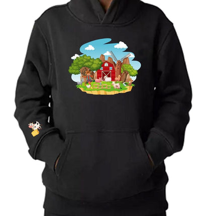 Kids Hoodie Sweatshirt Cozy Toddler Pullover Fleece Winter Outfit Gift for Boy Son Farm