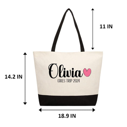 Personalized Bundle For Her Beach Tote Makeup Bag Mirror Travel Pouch Custom Gift Organizer Accessories Girsl Trip