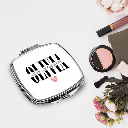 Personalized Bundle For Her Beach Tote Makeup Bag Mirror Travel Pouch Custom Gift Organizer Accessories Love Grows Here Design