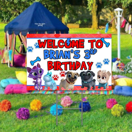 Puppy Dog Pals Yard Sign for Birthday Party Decor Weatherproof Stake Included #Red