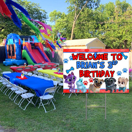 Puppy Dog Pals Yard Sign for Birthday Party Decor Weatherproof Stake Included #Red
