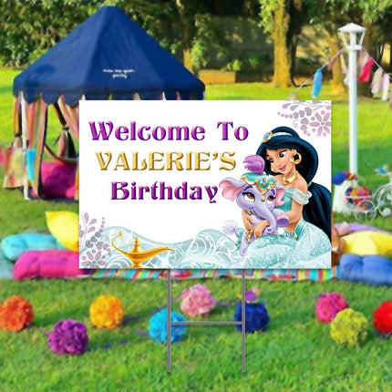 Jasmine Yard Sign for Birthday Party Decor Weatherproof Stake Included