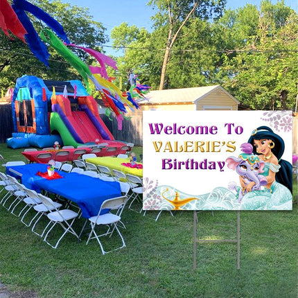 Jasmine Yard Sign for Birthday Party Decor Weatherproof Stake Included