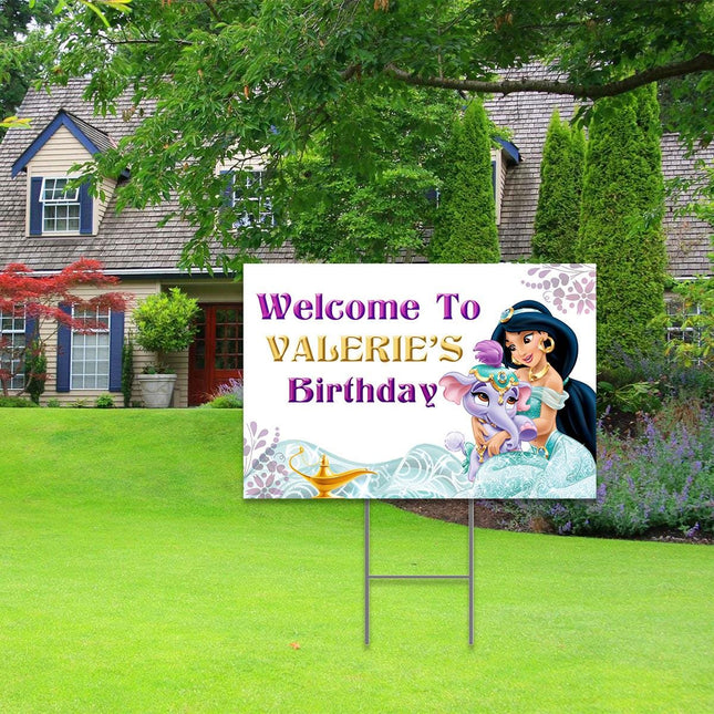 Jasmine Yard Sign for Birthday Party Decor Weatherproof Stake Included