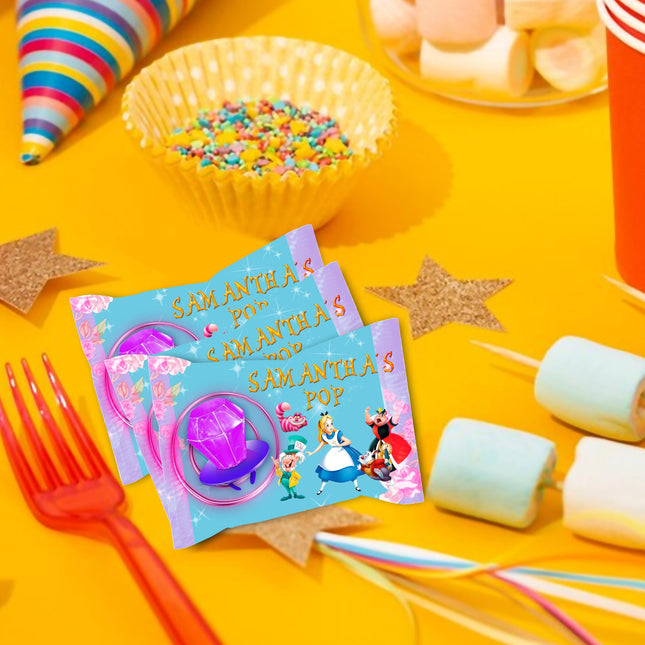Alice in Wonderland Ring Pop Label Sticker for Birthday Party Candy Favor - Digital, Stickers or Finished Options