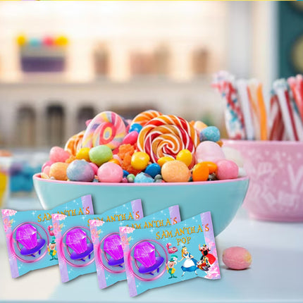 Alice in Wonderland Ring Pop Label Sticker for Birthday Party Candy Favor - Digital, Stickers or Finished Options