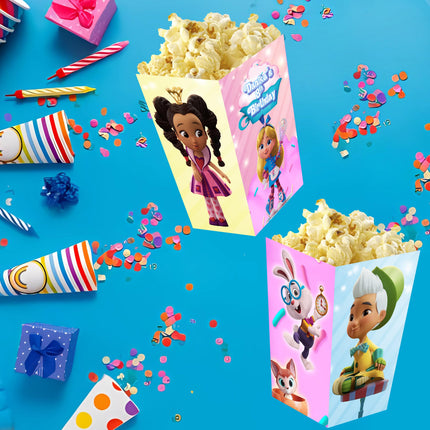 Alice Bakery Popcorn Box for Birthday Party Candy Snack Favor - Digital and physical Options