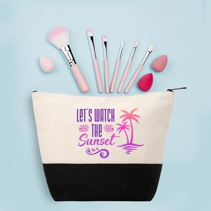 Personalized Makeup Bag Custom Travel Organizer Cosmetic Pouch for Women Toiletry Bag Accessories Storage Gift Sunset