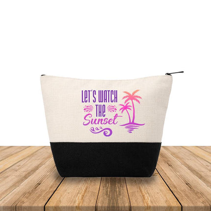 Personalized Makeup Bag Custom Travel Organizer Cosmetic Pouch for Women Toiletry Bag Accessories Storage Gift Sunset