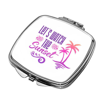 Personalized Handheld Mirror Compact Custom Travel Makeup Mirror for Women Portable Beauty Accessory Gift Sunset
