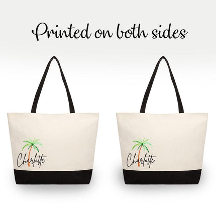 Personalized Large Canvas Tote Custom Beach Shopping Travel Bag Reusable Gift for Women Accessories Organizer Beach Design