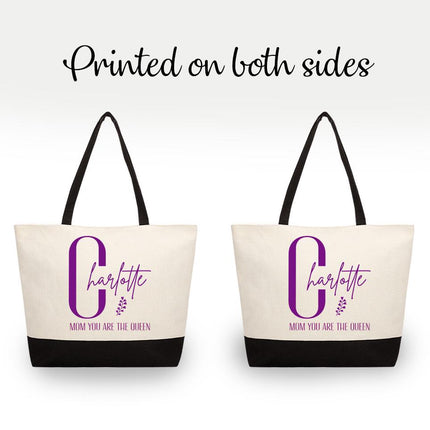 Personalized Large Canvas Tote Custom Beach Shopping Travel Bag Reusable Gift for Women Accessories Organizer Mom You Are The Queen