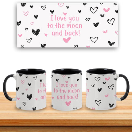 Personalized Large Coffee Mug 15oz Custom Matte Finish Gift for Men Women Work Office Home Love To The Moon Design