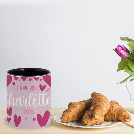 Personalized Large Coffee Mug 15oz Custom Matte Finish Gift for Men Women Work Office Home Pink Hearts