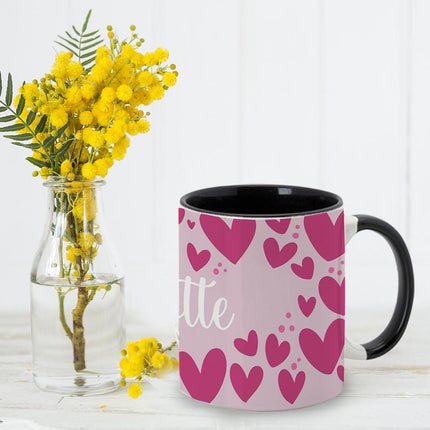Personalized Large Coffee Mug 15oz Custom Matte Finish Gift for Men Women Work Office Home Pink Hearts