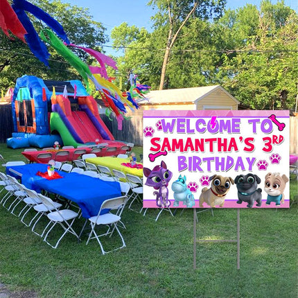 Puppy Dog Pals Yard Sign for Birthday Party Decor Weatherproof Stake Included #Pink