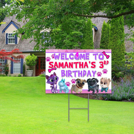 Puppy Dog Pals Yard Sign for Birthday Party Decor Weatherproof Stake Included #Pink