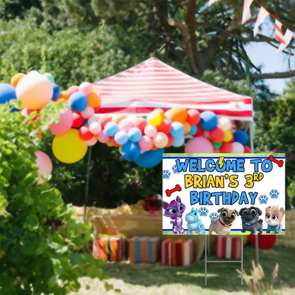 Puppy Dog Pals Yard Sign for Birthday Party Decor Weatherproof Stake Included #Blue