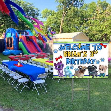 Puppy Dog Pals Yard Sign for Birthday Party Decor Weatherproof Stake Included #Blue