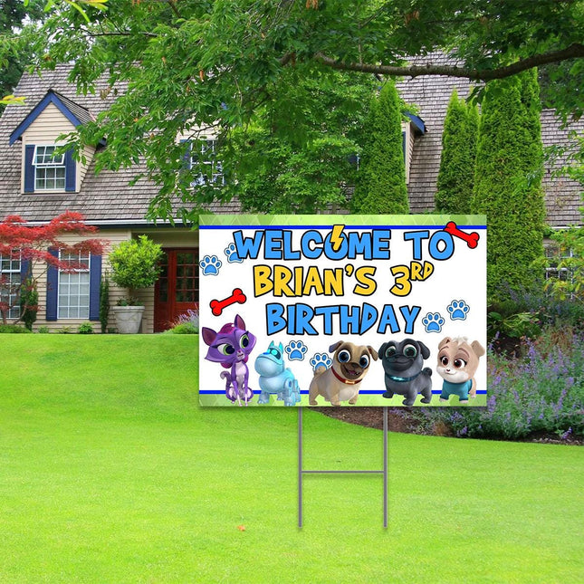 Puppy Dog Pals Yard Sign for Birthday Party Decor Weatherproof Stake Included #Blue
