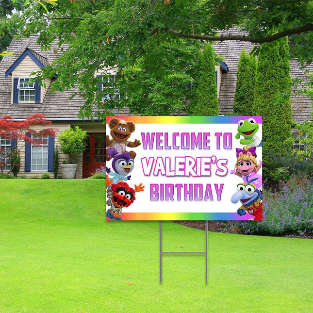Muppet Babies Yard Sign for Birthday Party Decor Weatherproof Stake Included #Pink