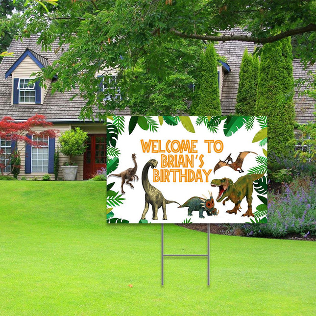 Dinosaurs Yard Sign for Birthday Party Decor Weatherproof Stake Included