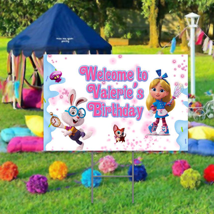 Alice Bakery Yard Sign for Birthday Party Decor Weatherproof Stake Included
