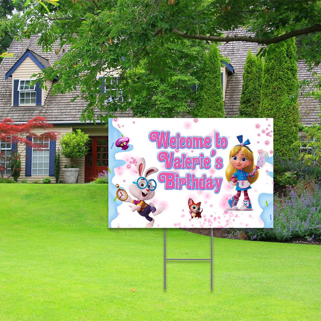 Alice Bakery Yard Sign for Birthday Party Decor Weatherproof Stake Included