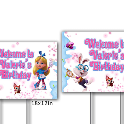 Alice Bakery Yard Sign for Birthday Party Decor Weatherproof Stake Included