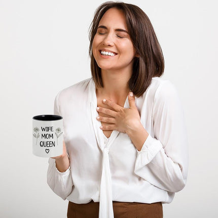 Personalized Large Coffee Mug 15oz Custom Matte Finish Gift for Women Work Office Home Wife Mom Queen Design