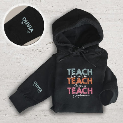 Adult Hoodie Sweatshirt Cozy Pullover Fleece Winter Outfit Gift for Her Teach Compassion Kindness Confidence